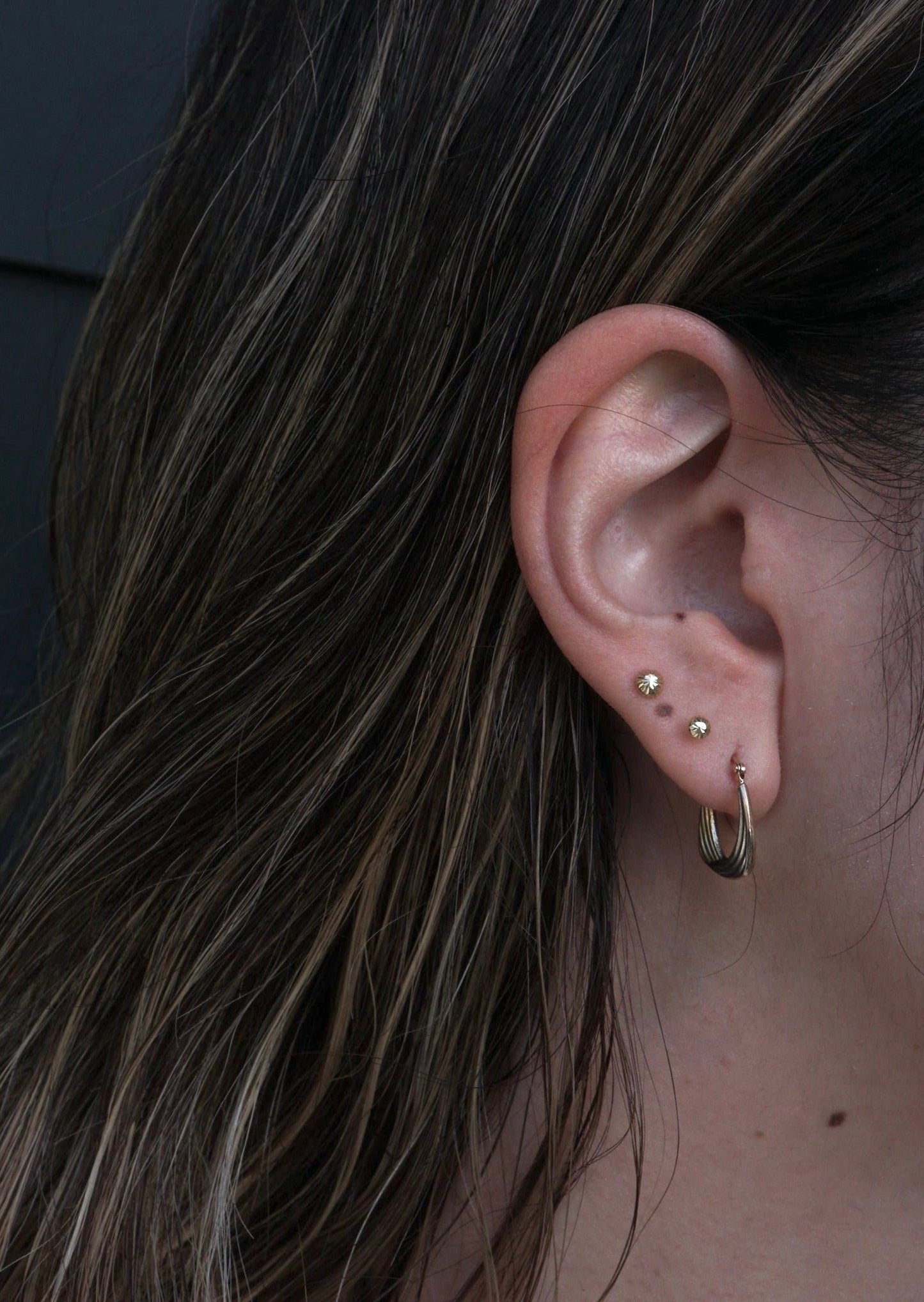 14k Gold Baby Diamond Cut Ball Studs