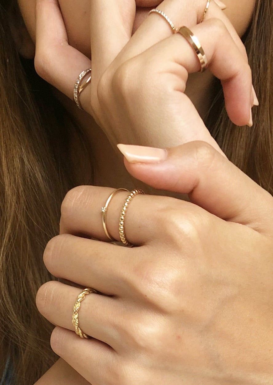 14k Gold Beads Eternity Band