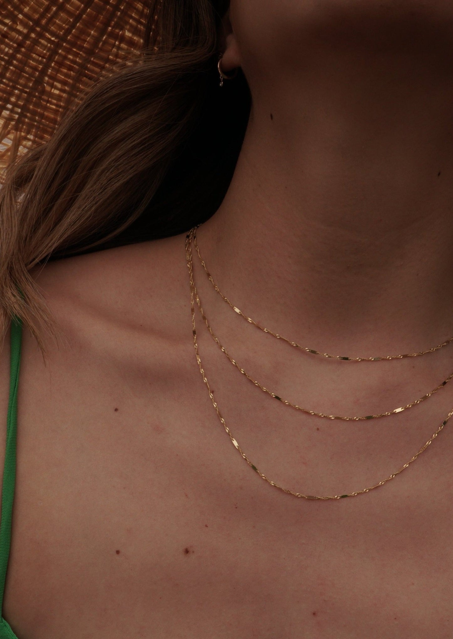 14k Gold Shimmer Bar Chain