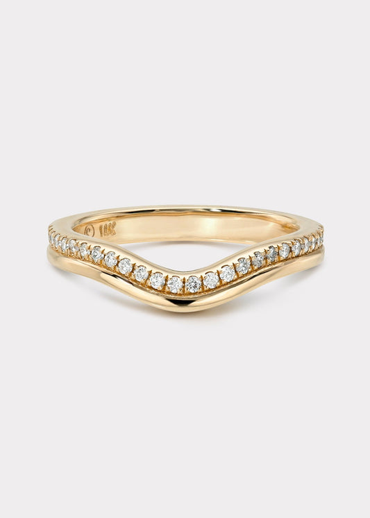 14k Gold Wavy Diamond Band