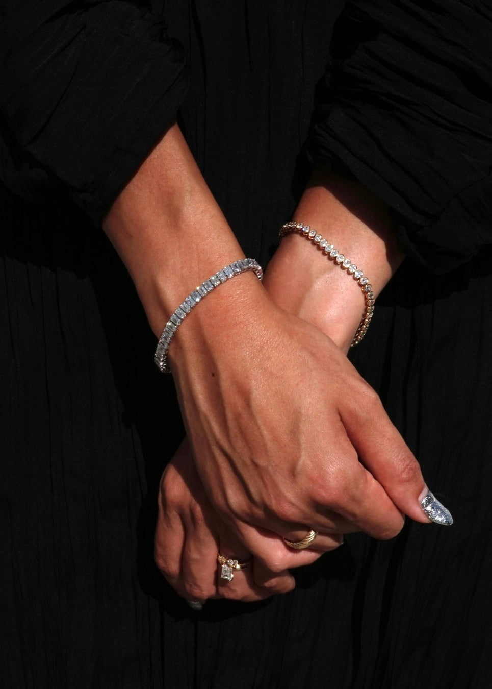 14k Gold Diamond Emerald Cut Tennis Bracelet