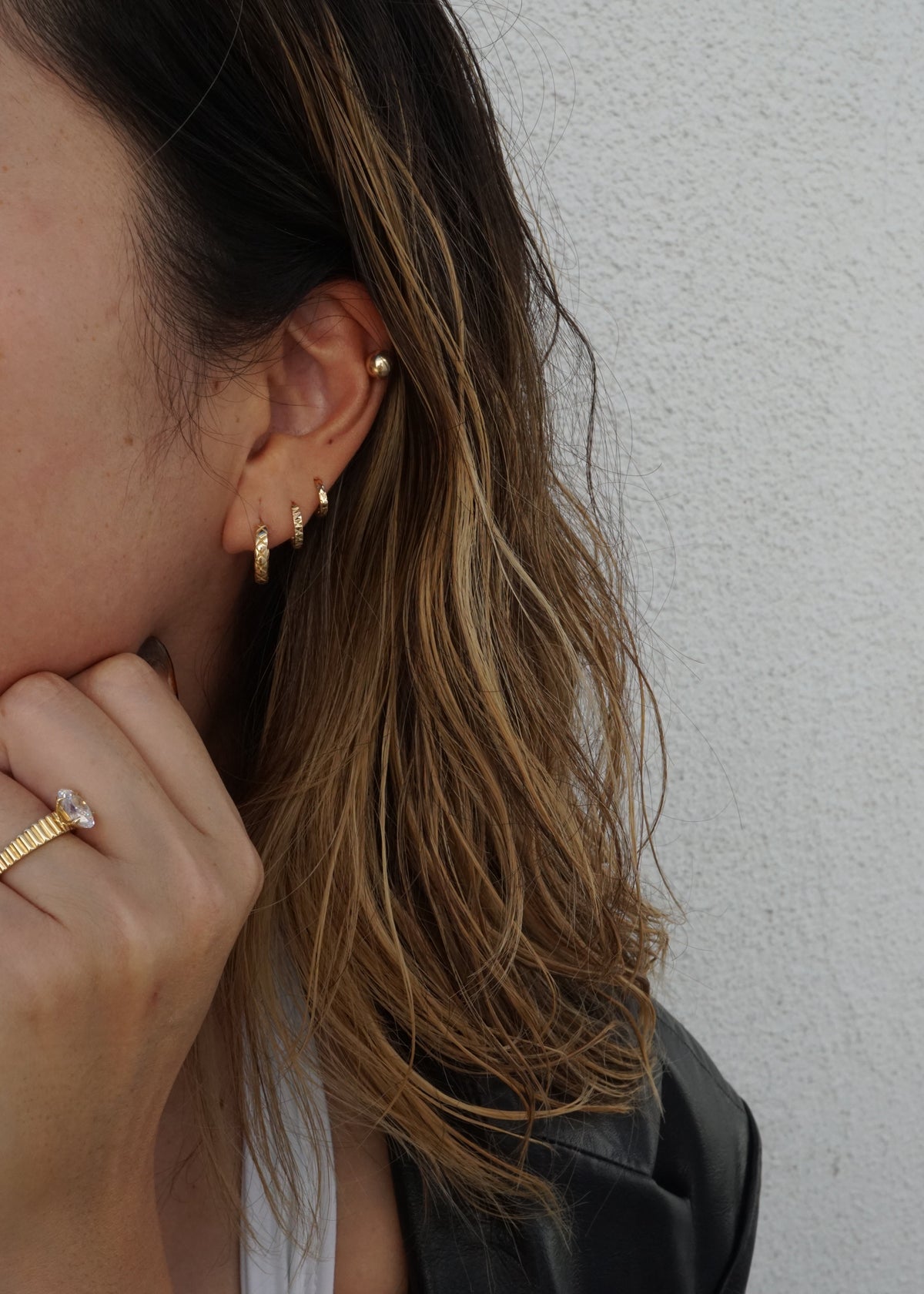 14k Gold Diamond Cut Baby Huggies