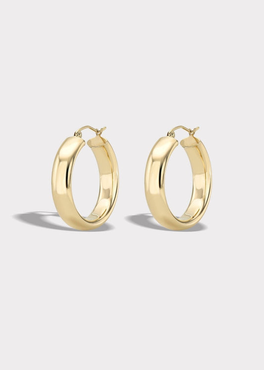 14k Gold Flat Tube Hoops