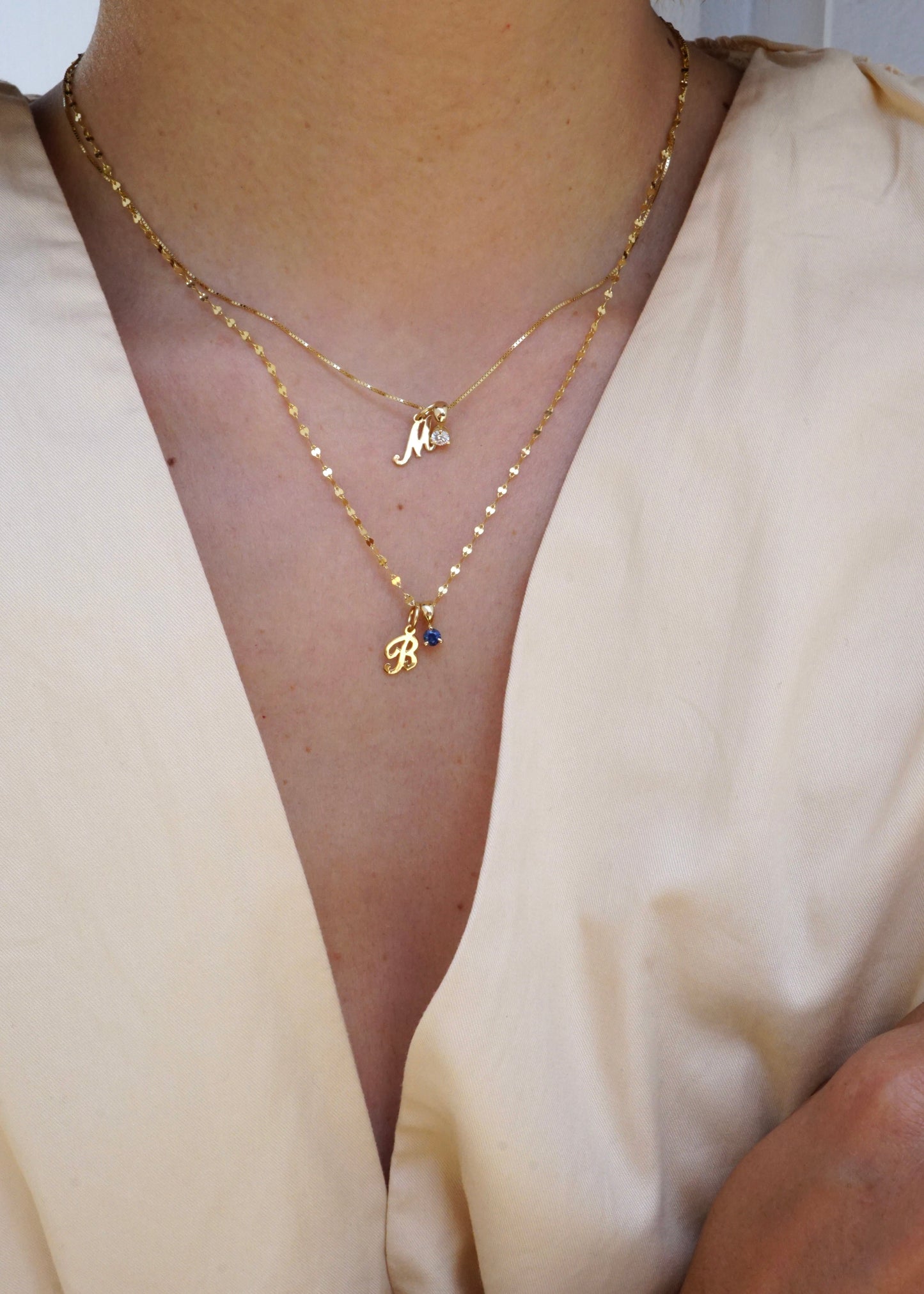 14k Gold Mini Luna Drop Birthstone Pendant