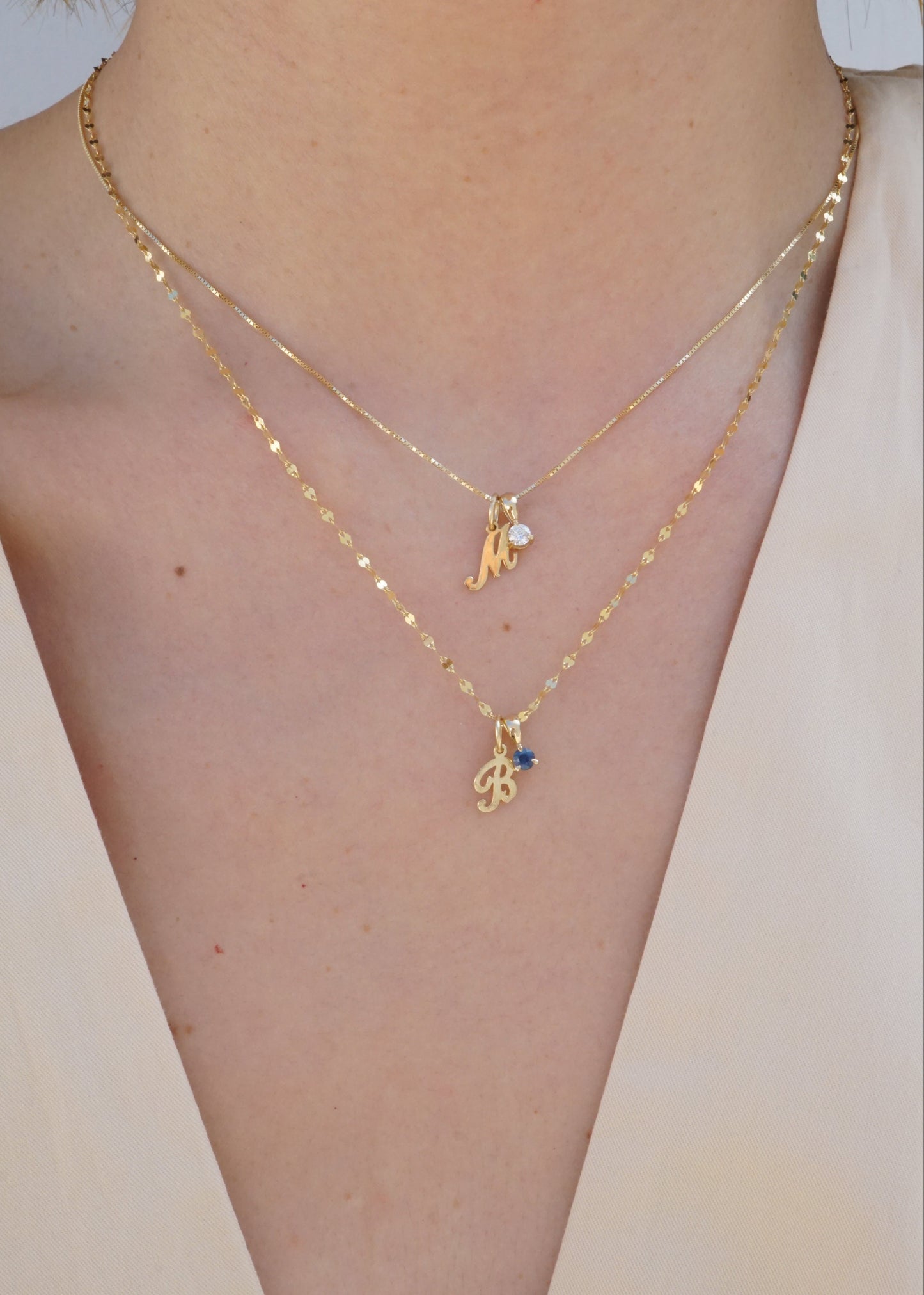 14k Gold Mini Luna Drop Birthstone Pendant