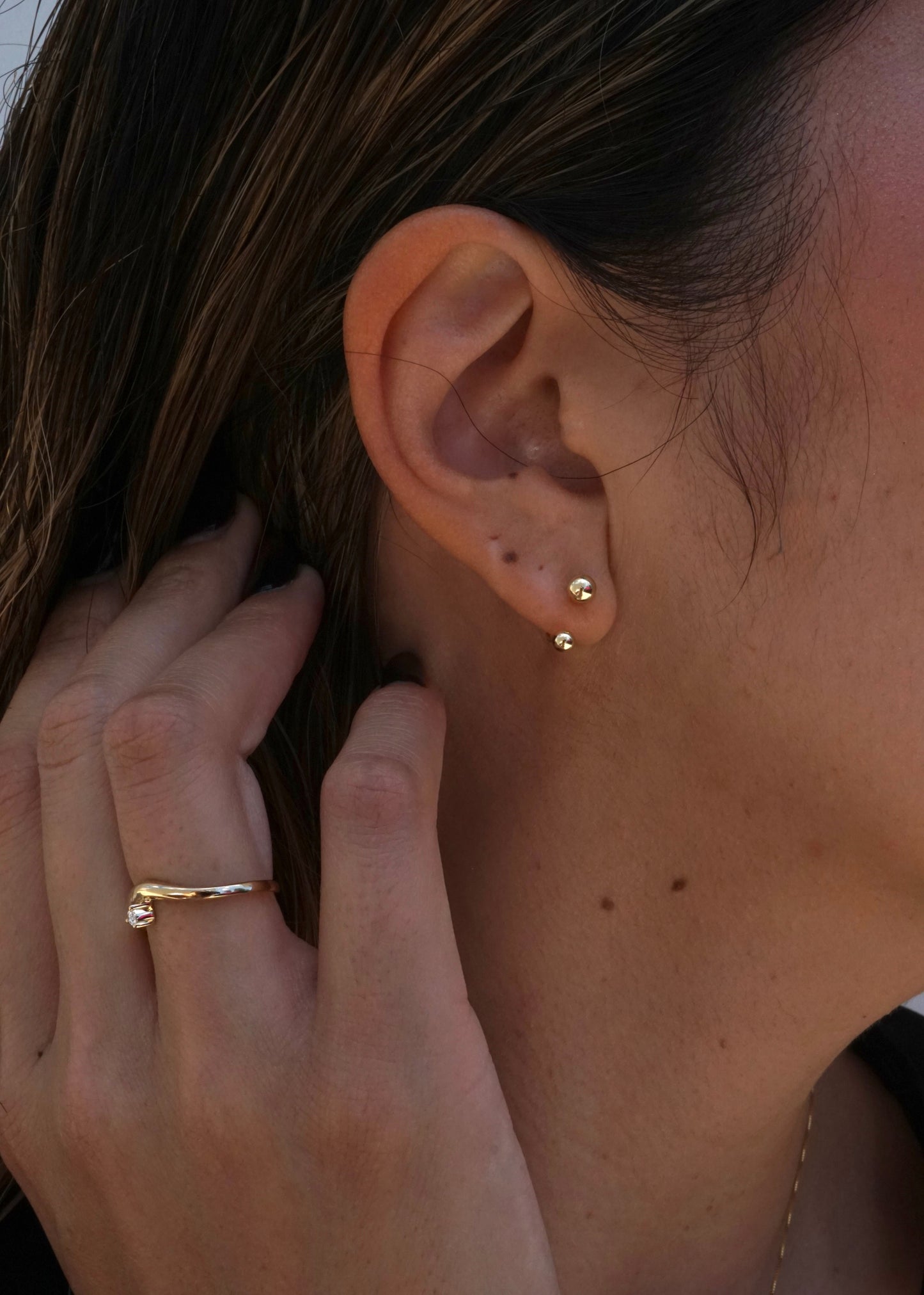 14k Gold Double Ball Telephone Earrings