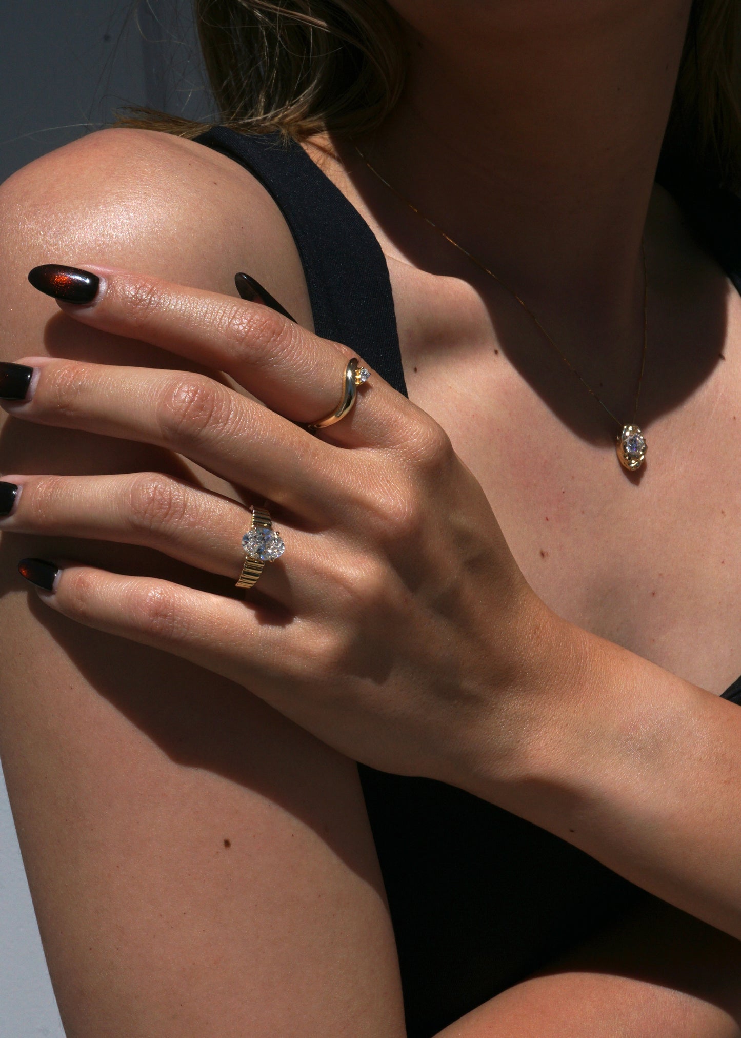 14k Gold Puffy Diamond Wave Ring