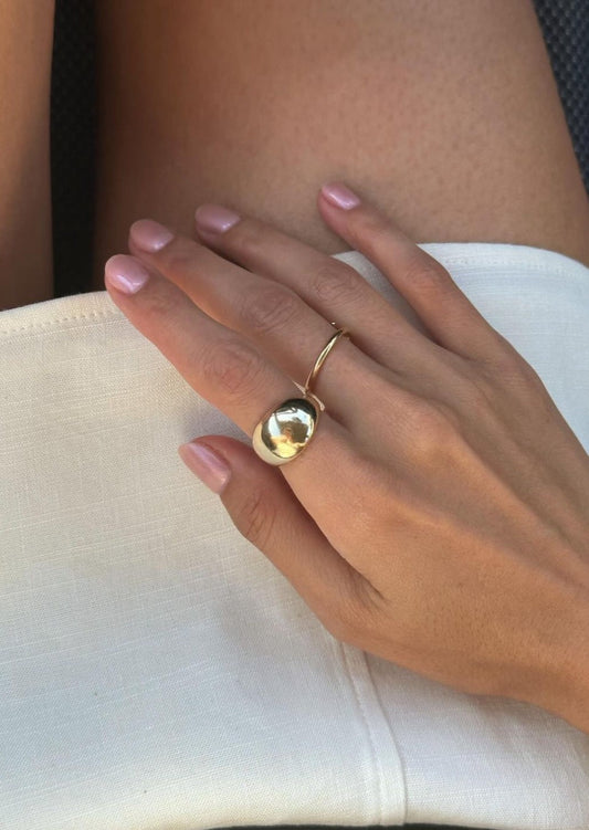 14k Gold Light Weight Domed Ring