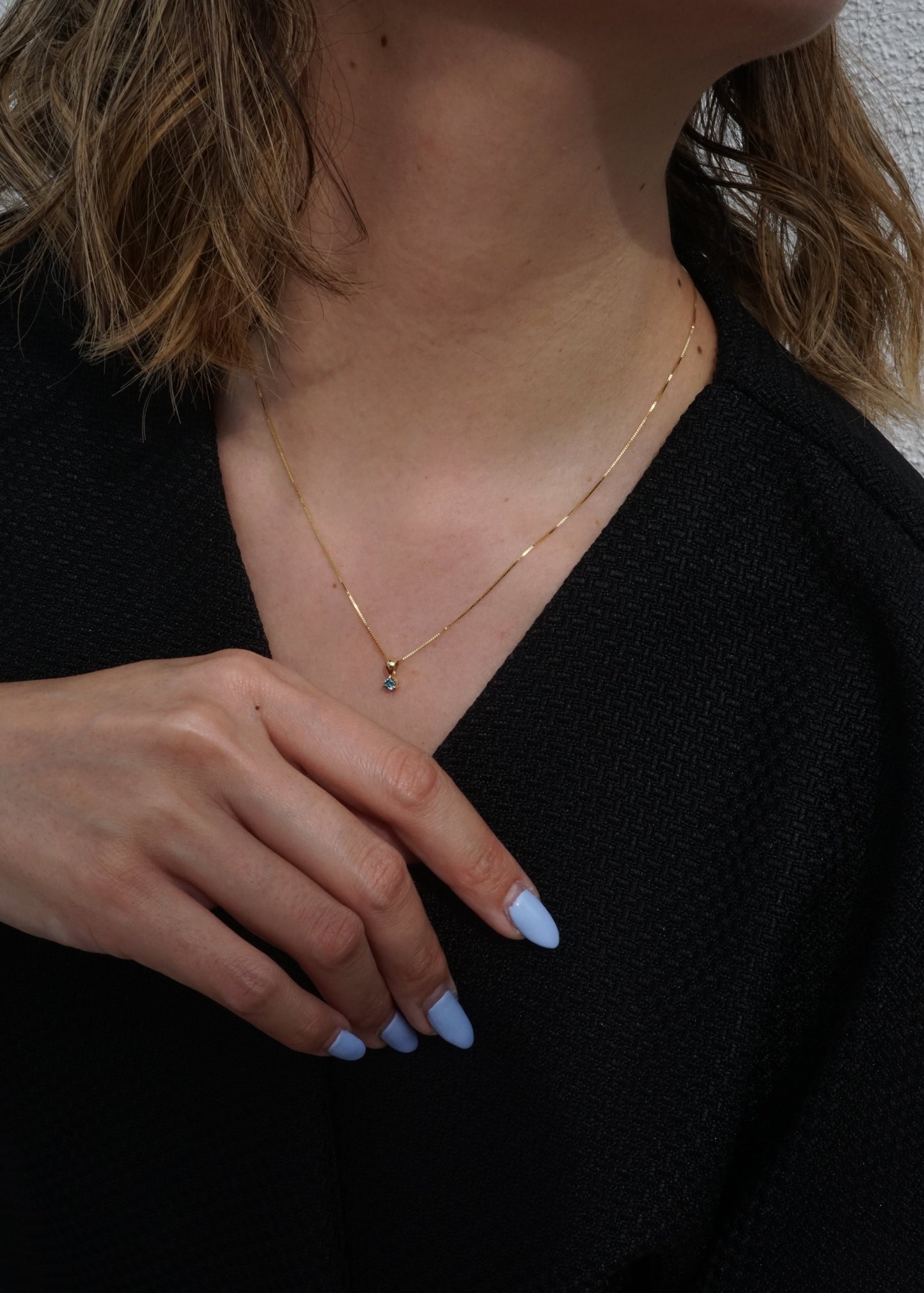 14k Gold Mini Luna Drop Birthstone Pendant