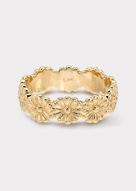 14k Gold Daisy Eternity Band