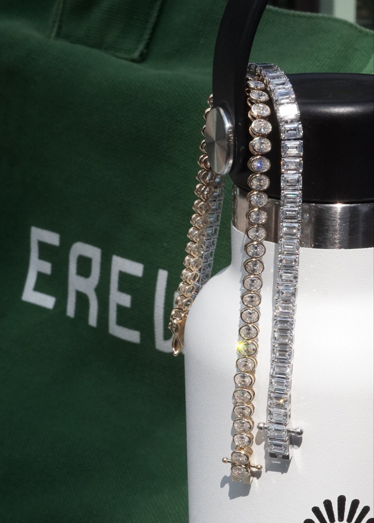 14k Gold Diamond Bezel Oval Tennis Bracelet