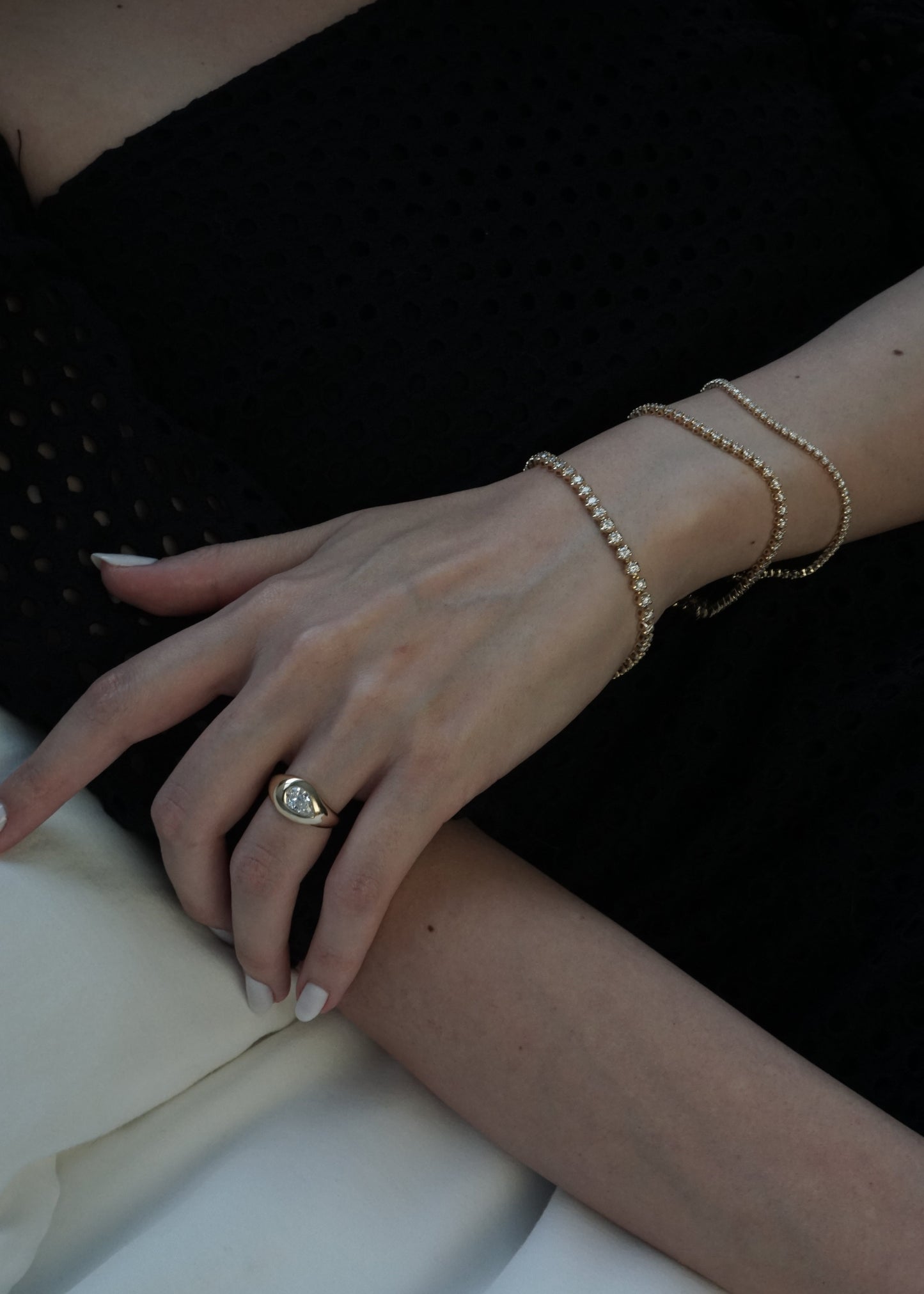 14k Gold Lab Diamond Illusion Tennis Bracelet