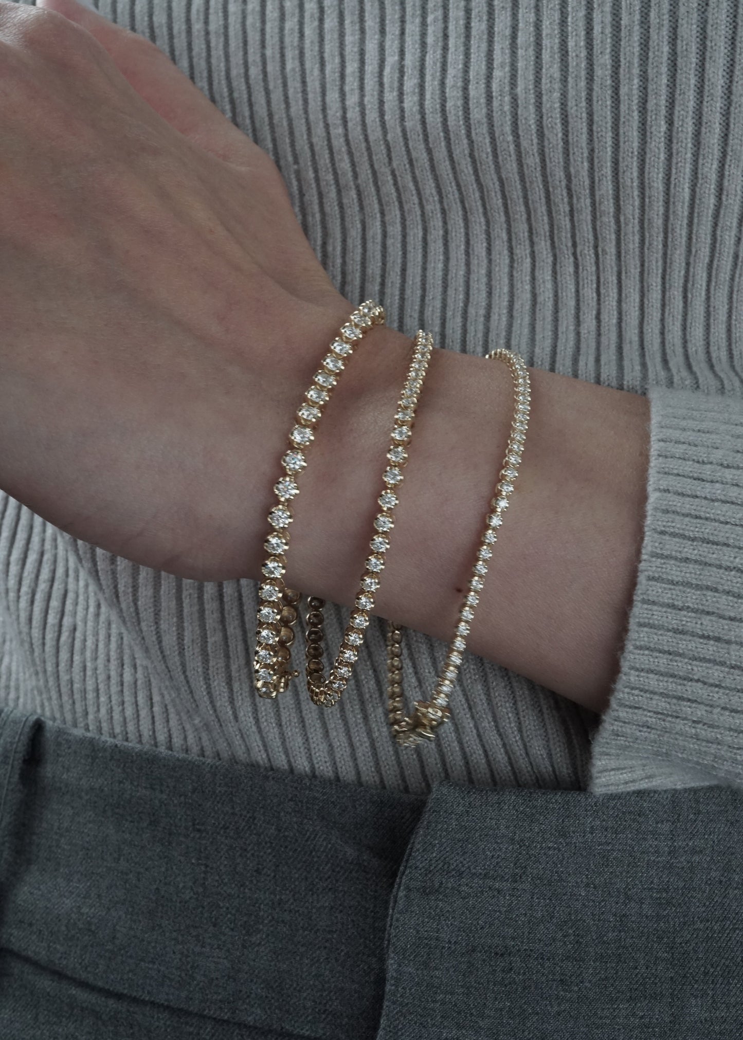 14k Gold Lab Diamond Illusion Tennis Bracelet