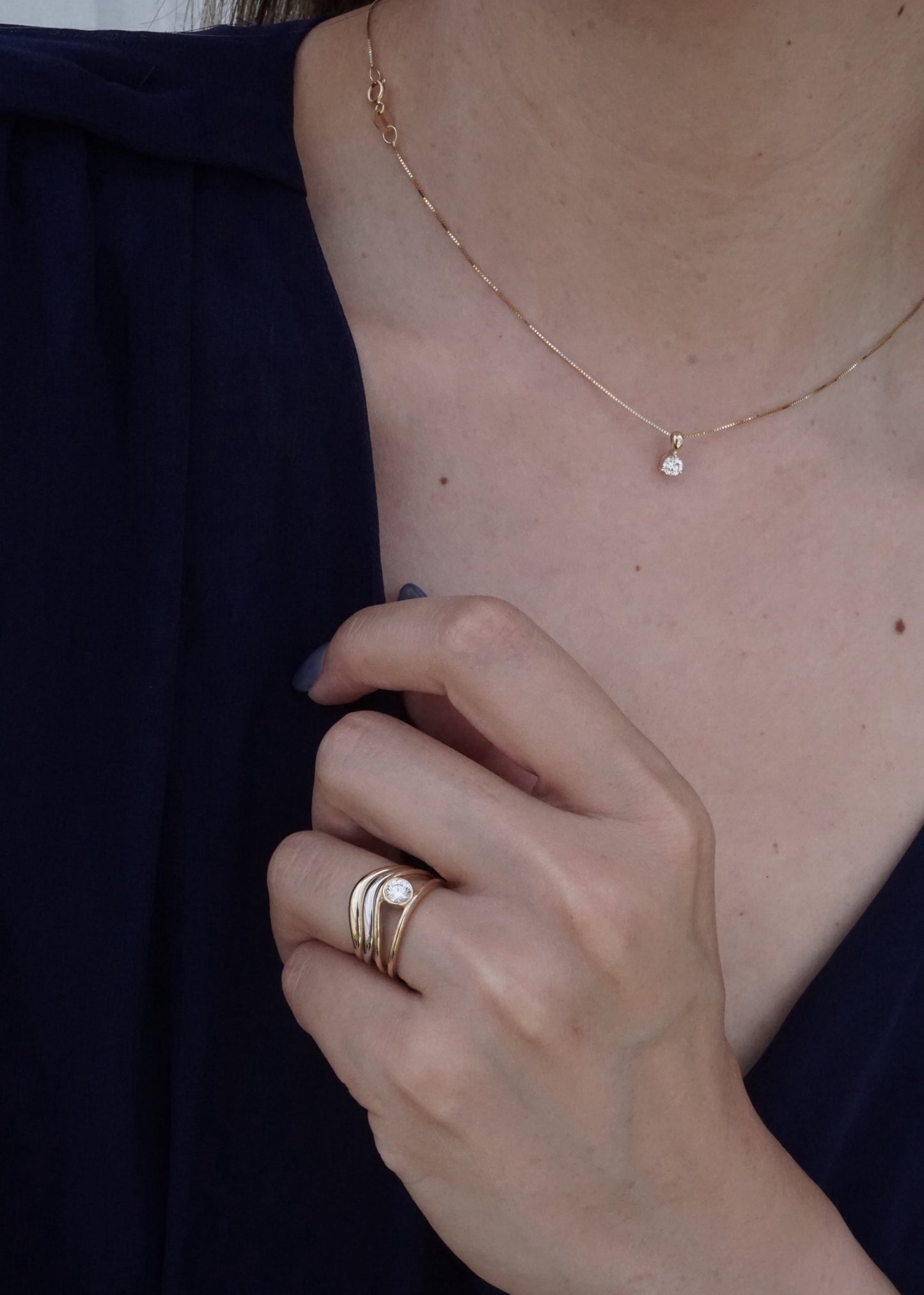 14k Gold Luna Drop Pendant