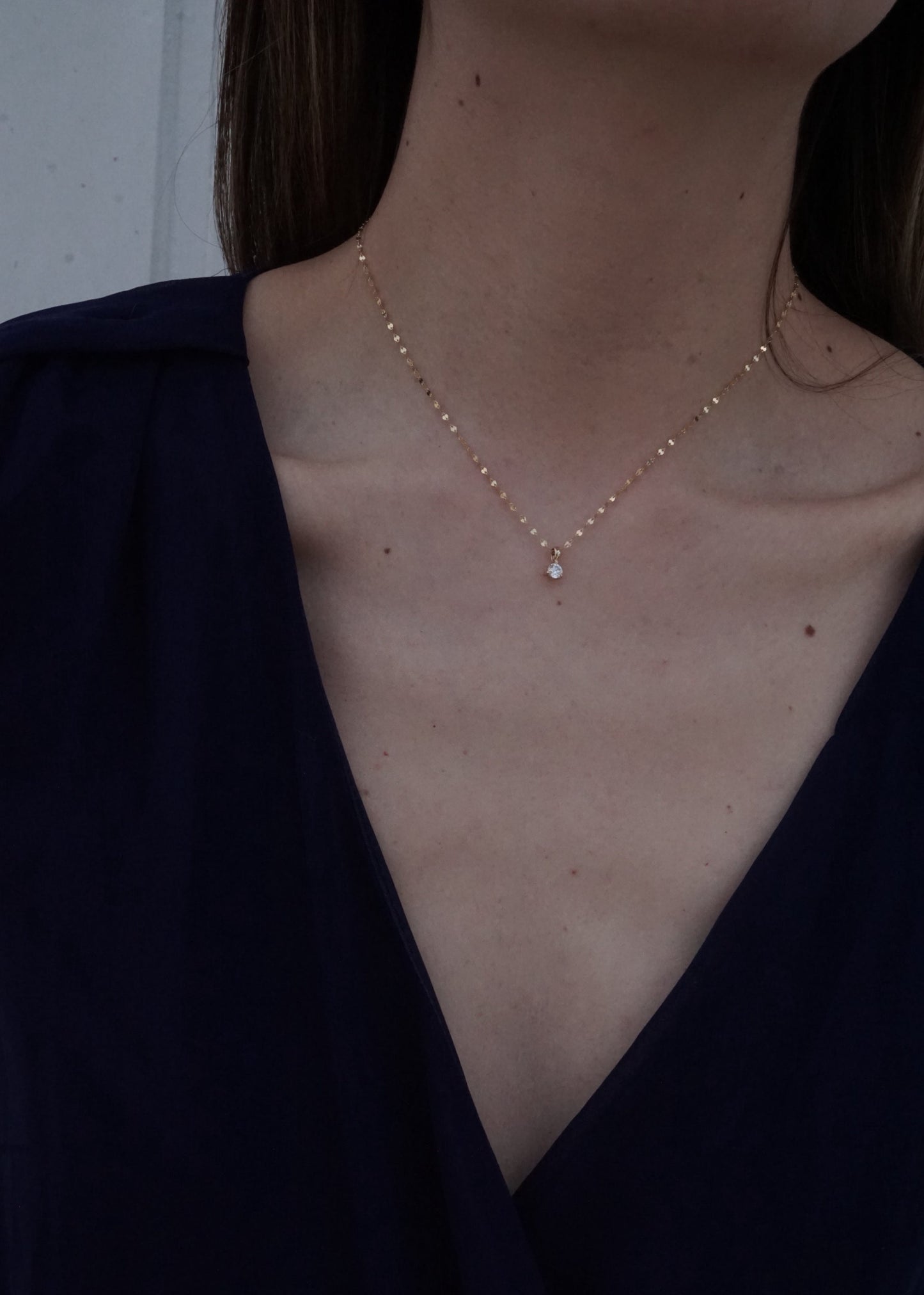 14k Gold Luna Drop Pendant
