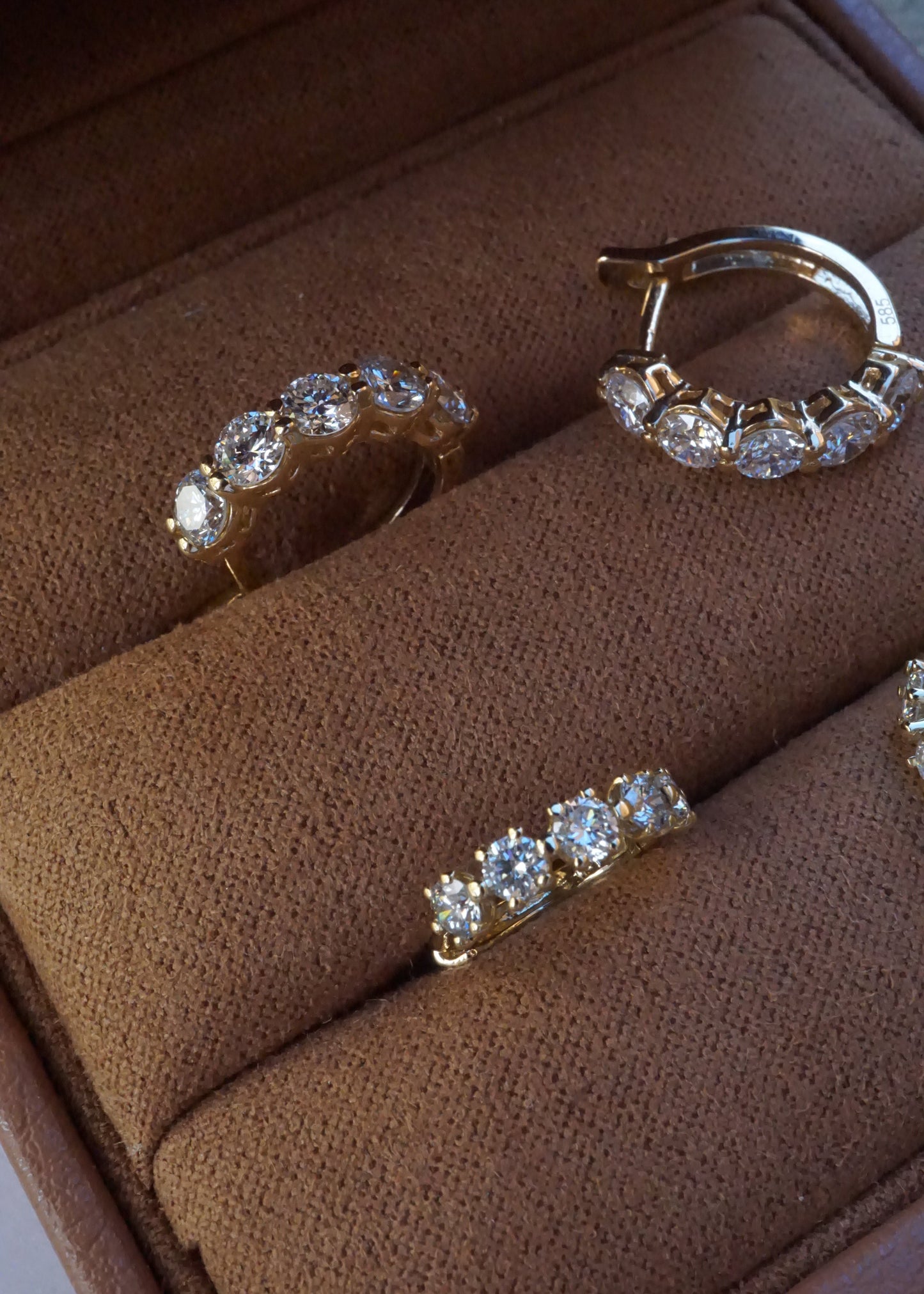 14k Gold Medium Distance Diamond Huggies