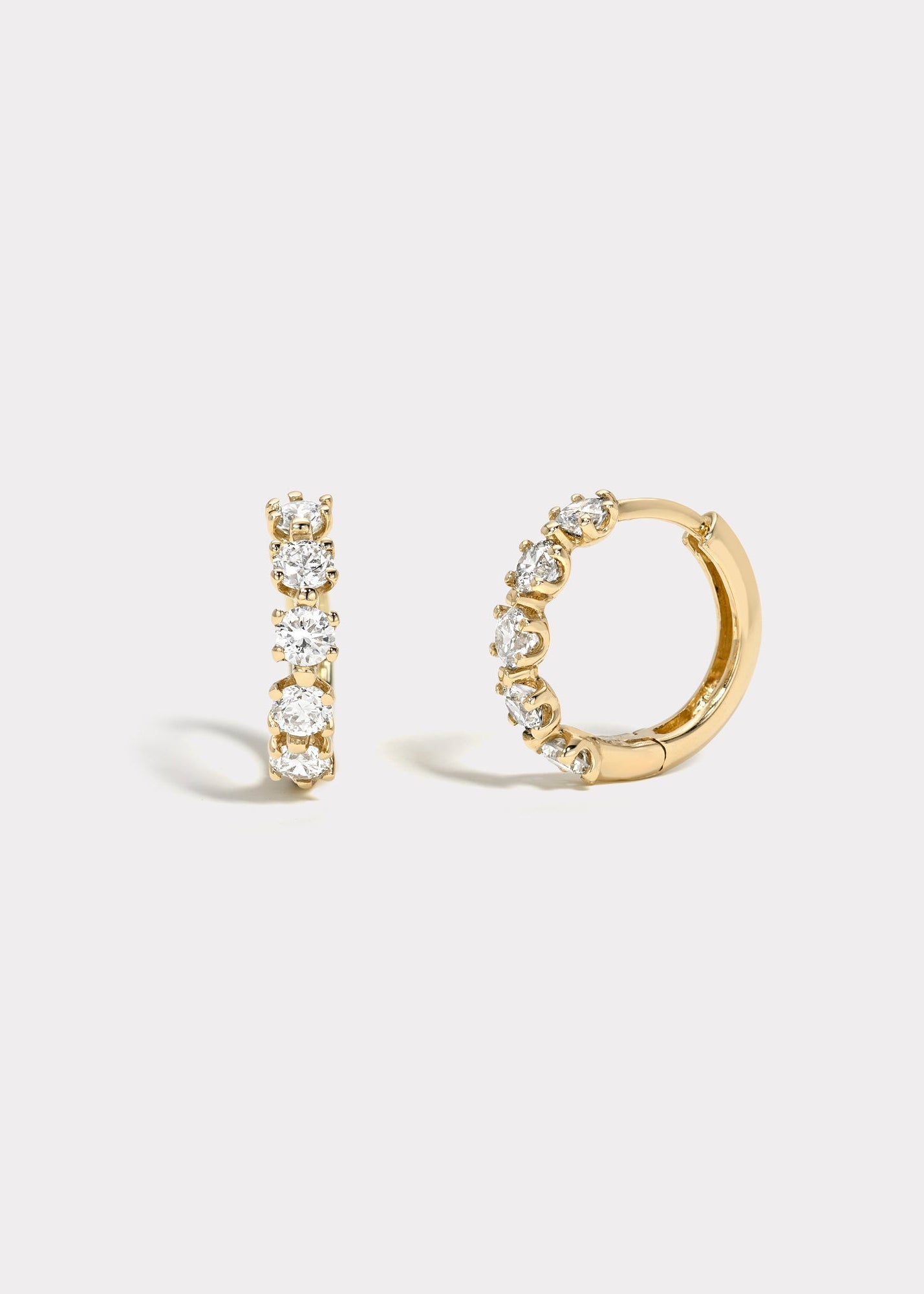 14k Gold Medium Distance Diamond Huggies