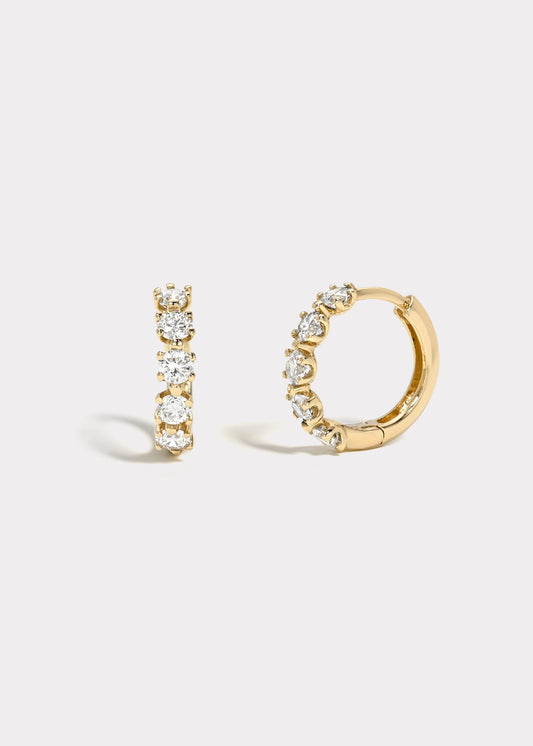 14k Gold Medium Distance Diamond Huggies