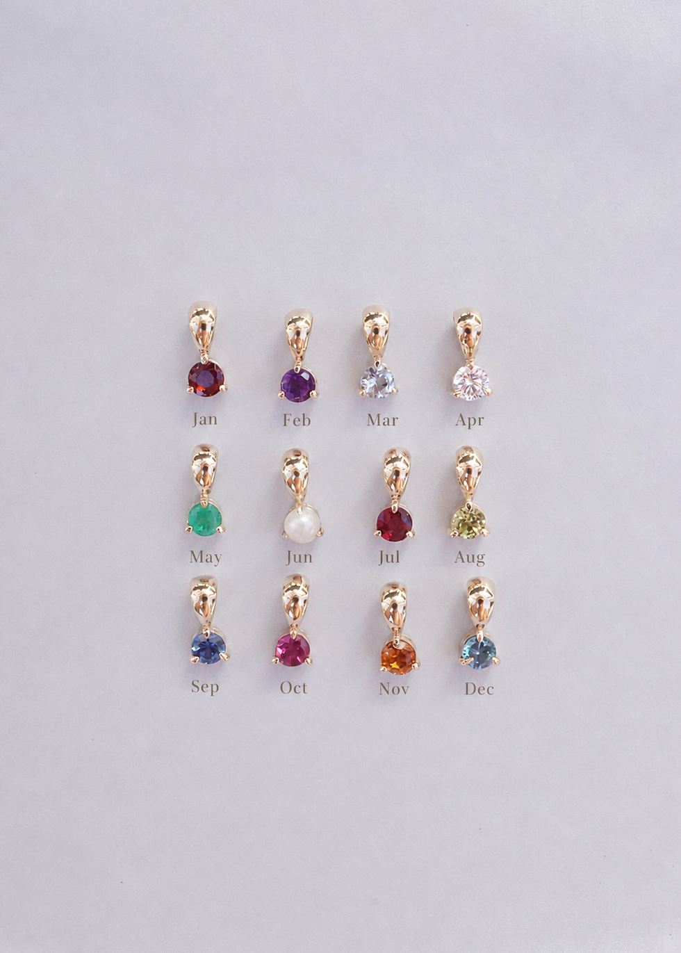 14k Gold Mini Luna Drop Birthstone Pendant
