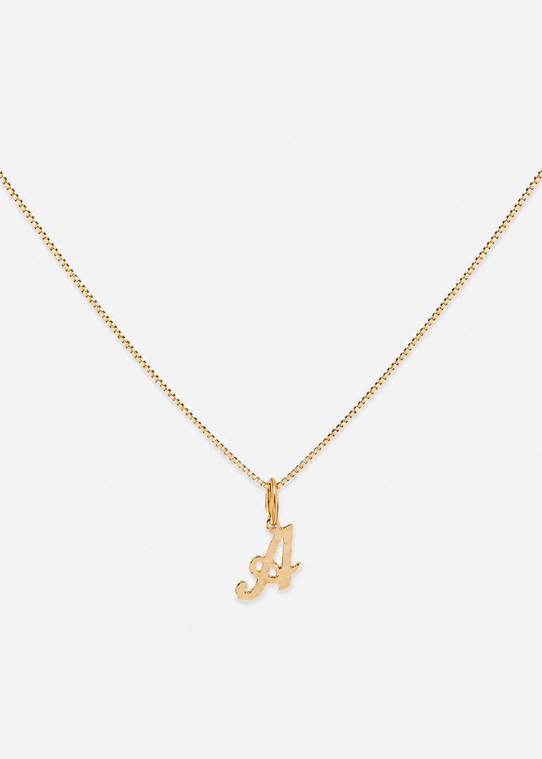 14k Gold Mini Initial Box Necklace (chain & charm)