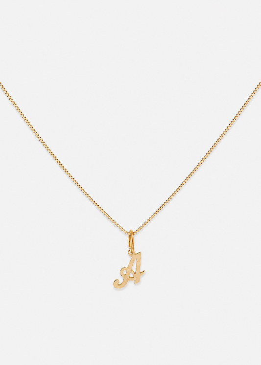 14k Gold Mini Initial Box Necklace (chain & charm)