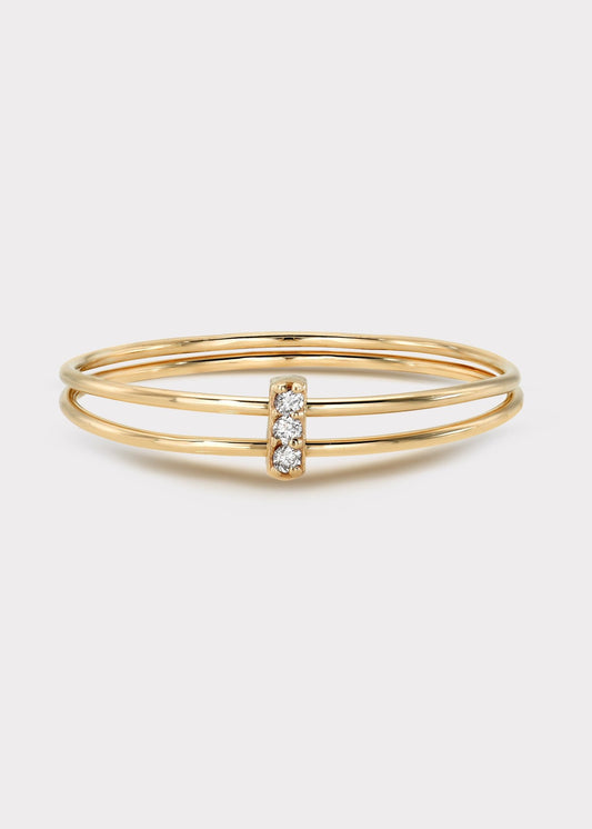 14k Double Band Diamond Ring