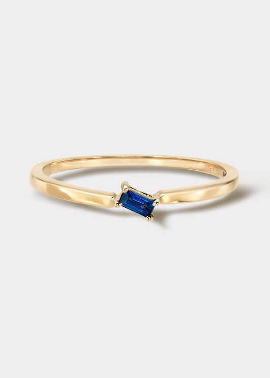 14k Gold Baguette Sapphire Ring