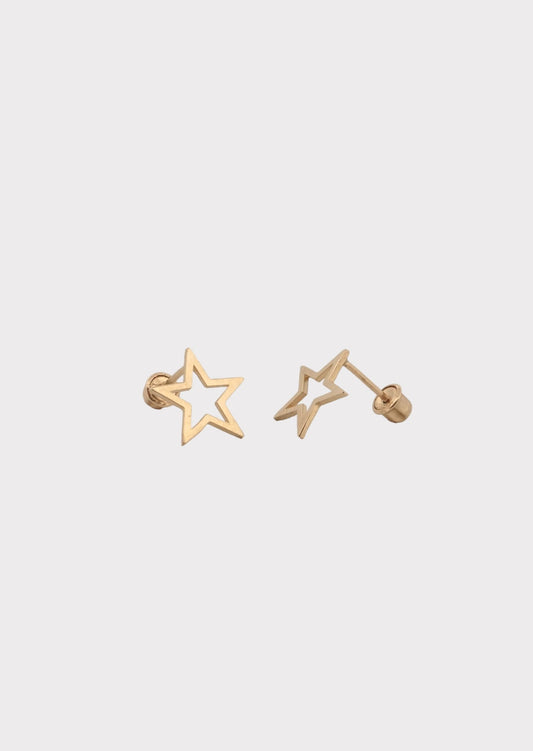 14k Gold Open Star Studs