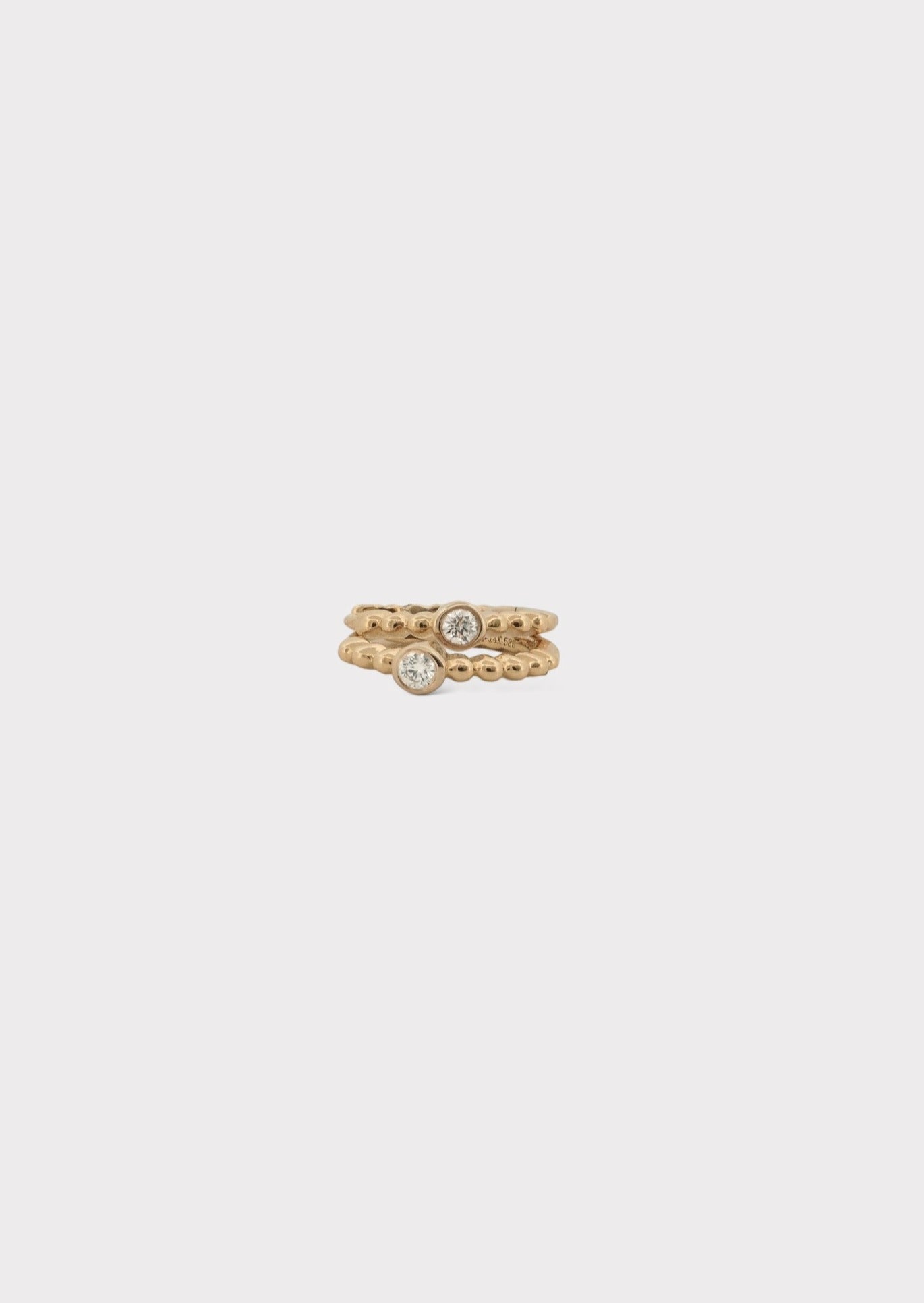 14k Gold Bead Single Bezel Diamond Huggies