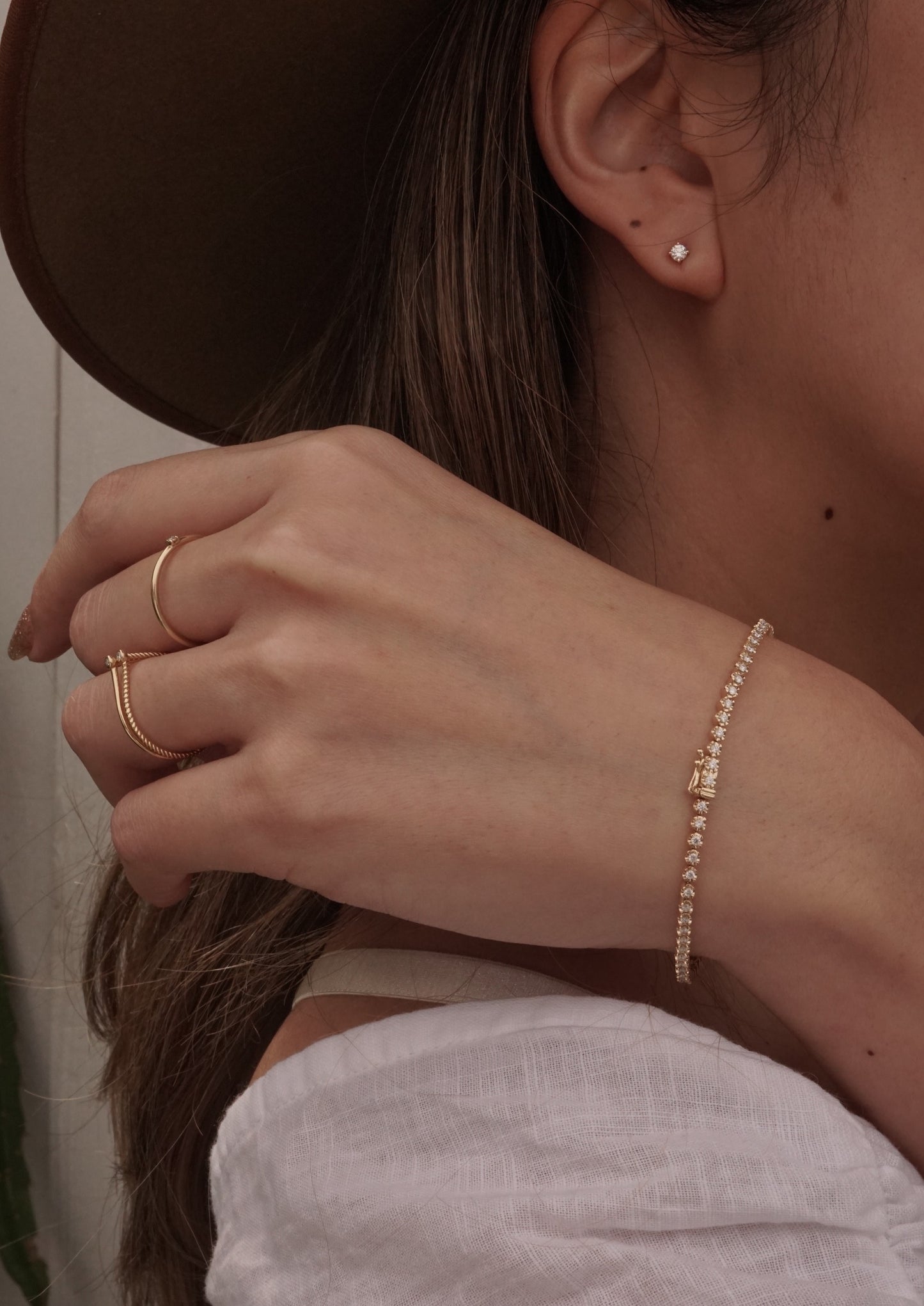 14k Gold Lab Diamond Illusion Tennis Bracelet
