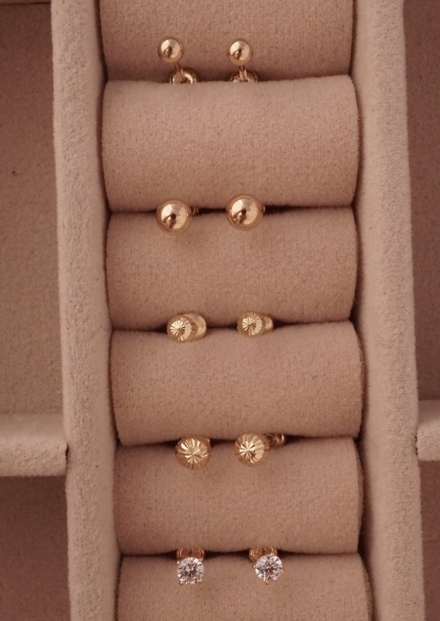 14k Gold Baby Diamond Cut Ball Studs