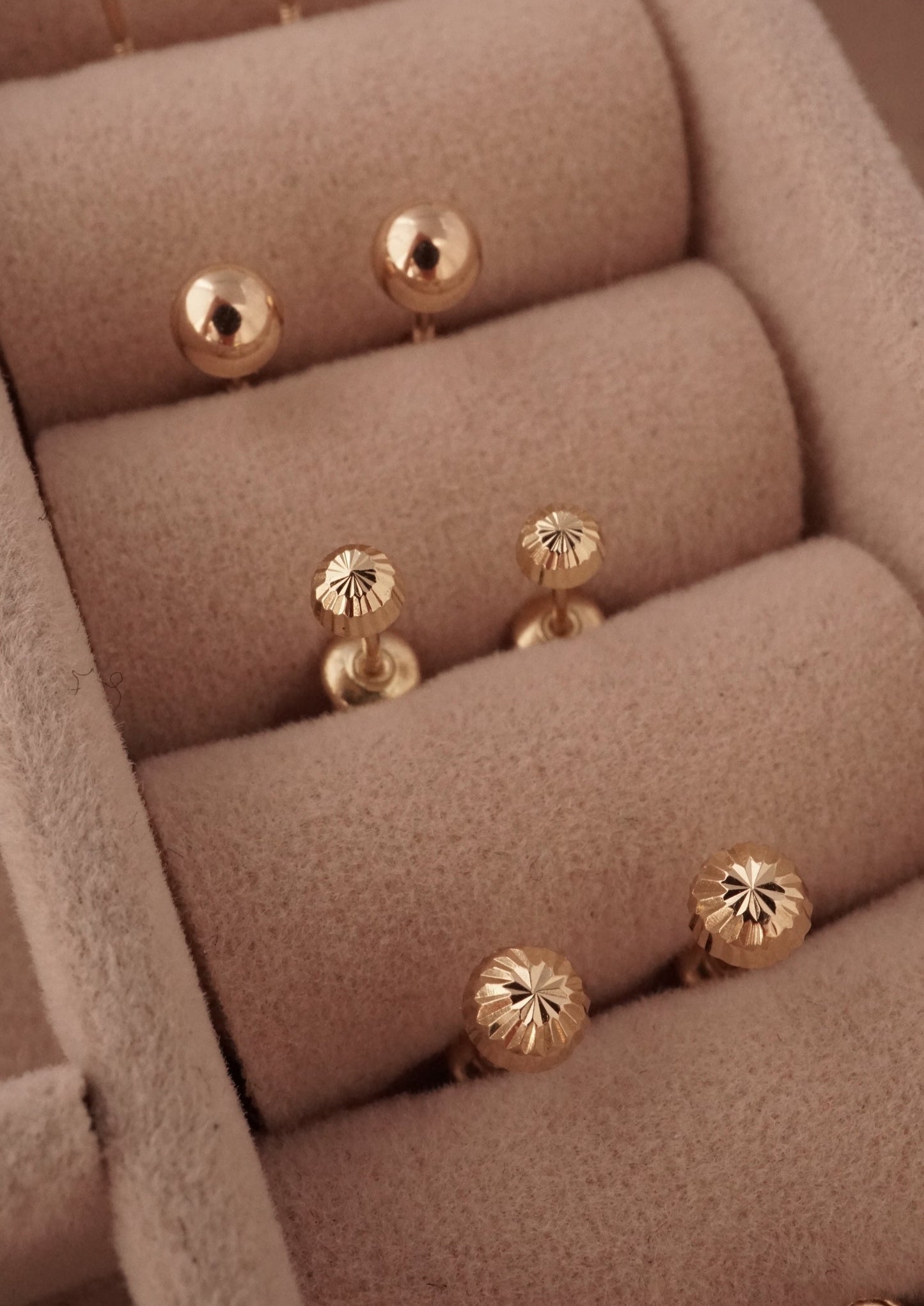 14k Gold Baby Diamond Cut Ball Studs