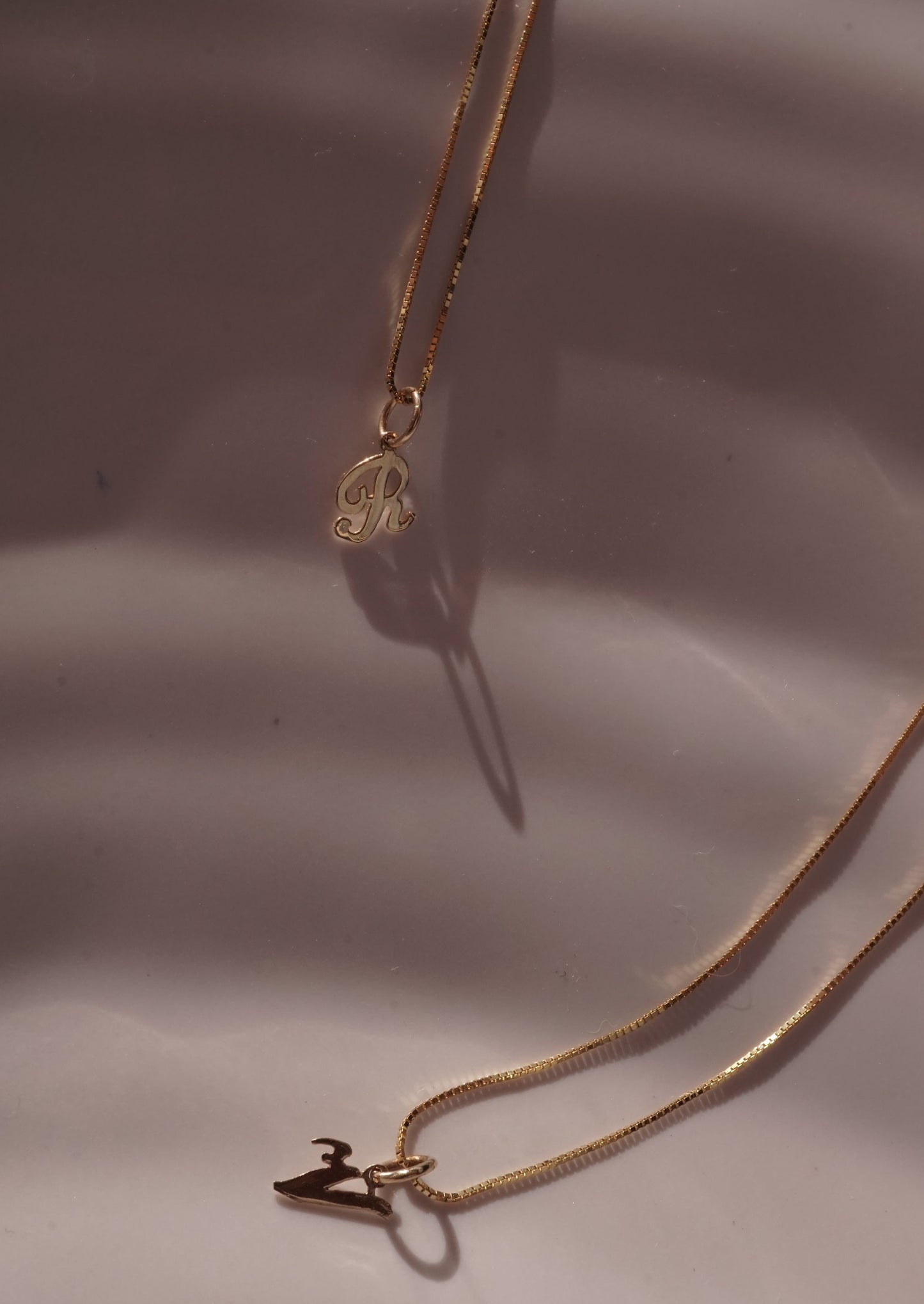 14k Gold Mini Initial Box Necklace (chain & charm)