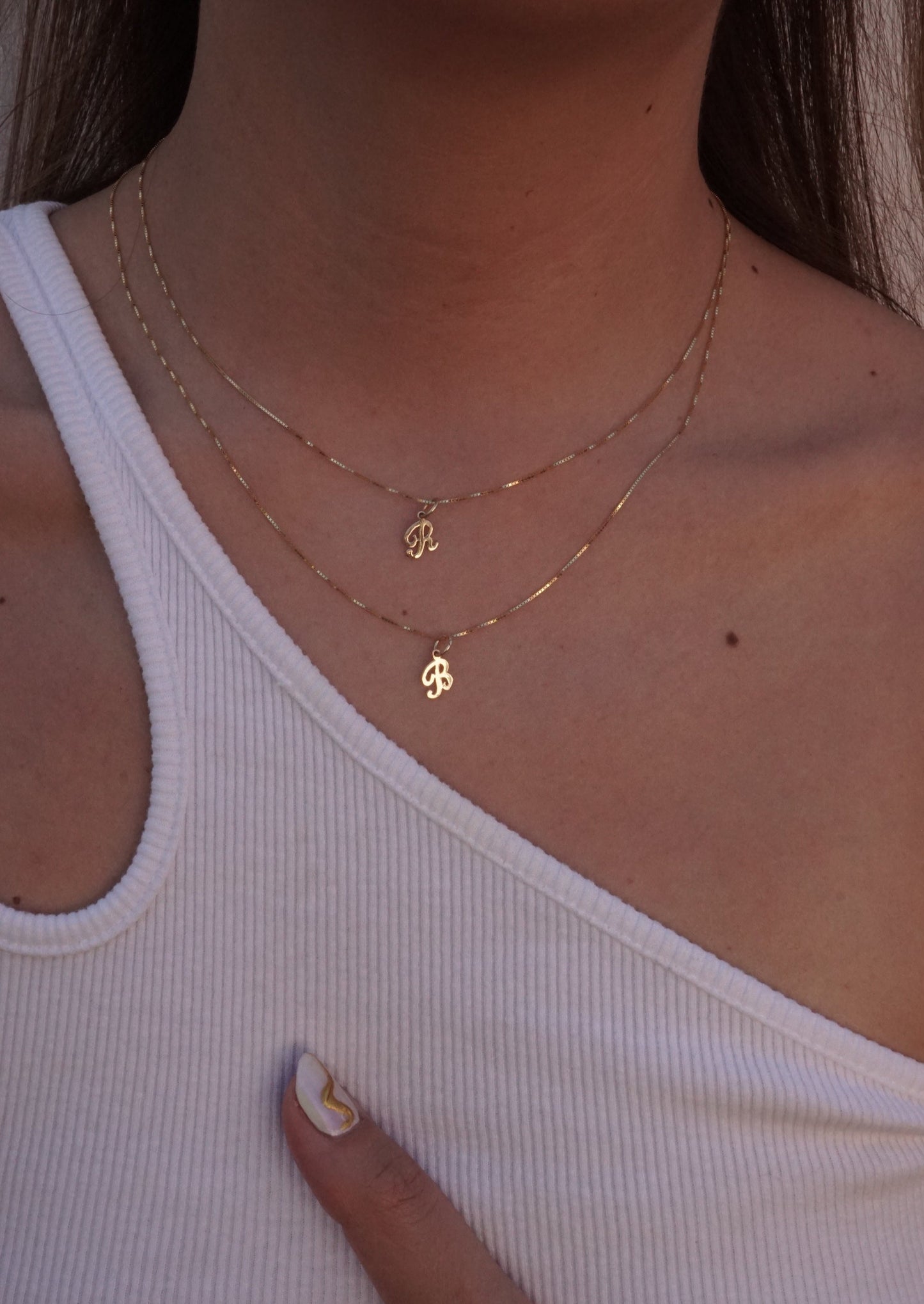 14k Gold Mini Initial Box Necklace (chain & charm)