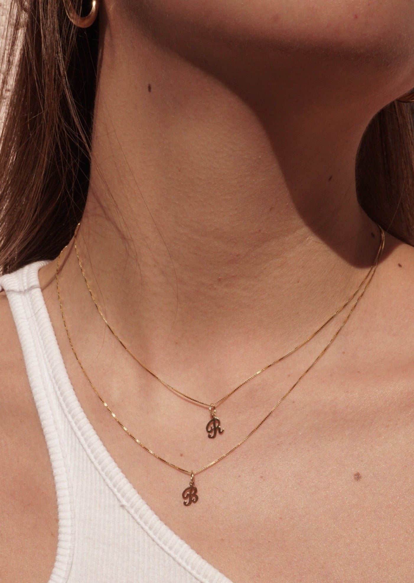14k Gold Mini Initial Box Necklace (chain & charm)