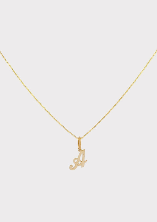 14k Gold Mini Initial Box Necklace (chain & charm)