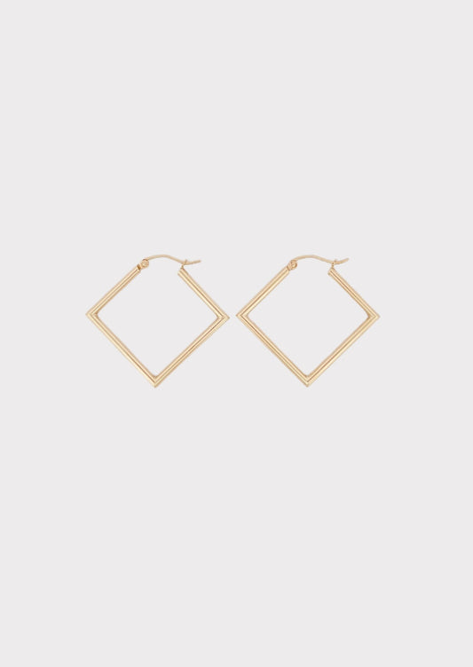 14k Gold Square Hoops